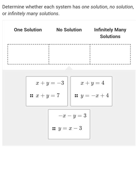 Determine Whether Each System Has One Solution No Gauthmath