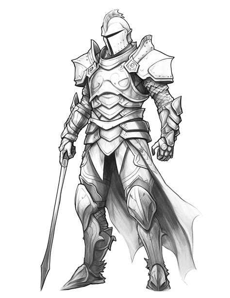 Knights Coloring Page For Adults And Teens Grayscale Coloring Etsy