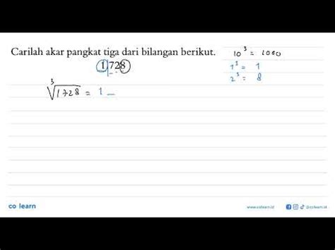 Carilah Akar Pangkat Tiga Dari Bilangan Berikut Youtube