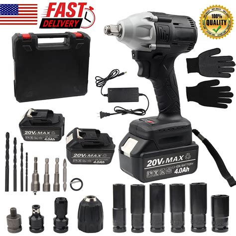 Nm Cordless Electric Impact Wrench Gun High Power Driver Li