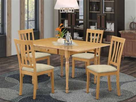 East West Furniture Monza Piece Wood Dining Set With Slat Back In Oak