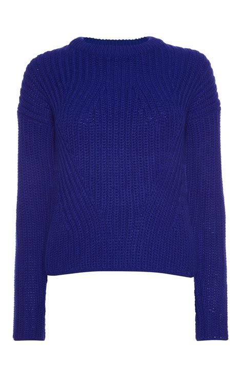 Cobalt Blue Ribbed Knit Jumper Ribbed Knit Sweater Knit Jumper