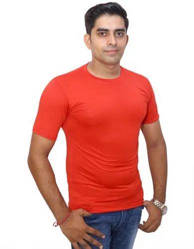 Round Half Sleeve Mens Red Cotton T Shirt Size Xl At Rs 100 In New Delhi