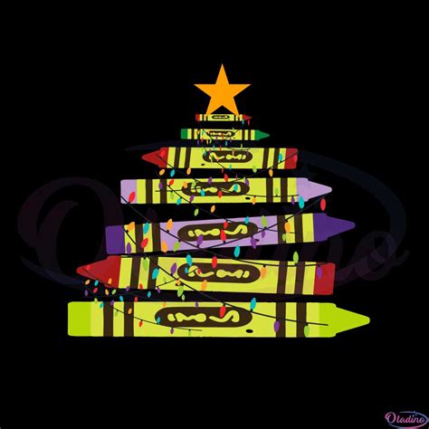 Teacher Christmas Crayon Tree Light Gifts Student Svg Cutting Files