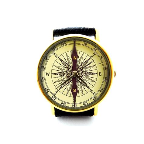 Compass Inspired Leather Watch Nautical Watch Antique Compass Watch Vintage Compass Watch