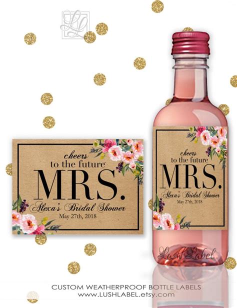 Bridal Shower Wine Champagne Mini Bottle Labels Unique Decor Ideas