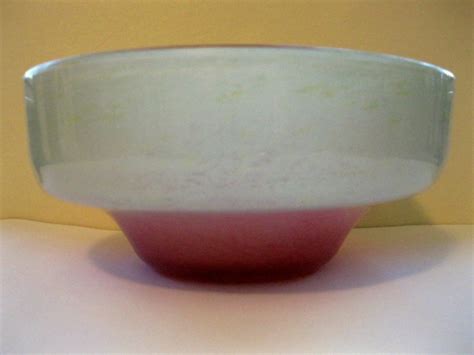 Vasart Glass Bowl Scotland Green And Rose Softly Speckled Etsy Uk