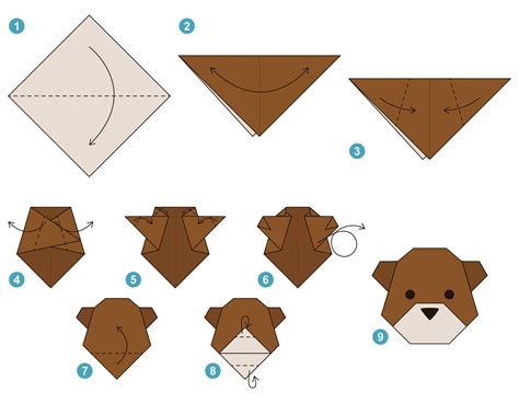 Oso Origami Esquema Tutorial Modelo En Movimiento Papiroflexia Para