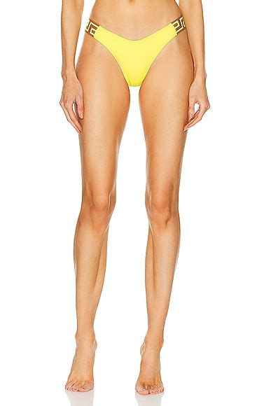 Versace Lycra Vita Slip Bikini Bottom In Mimosa Yellow Modesens