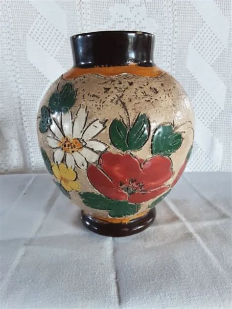 PETIT VASE EN céramique Vallauris J MASSIER fleurs des champs EUR 22