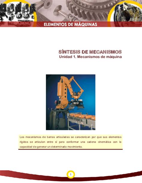 Pdf SÍntesis De Mecanismos Unidad 1 Mecanismos De Máquina Saùl