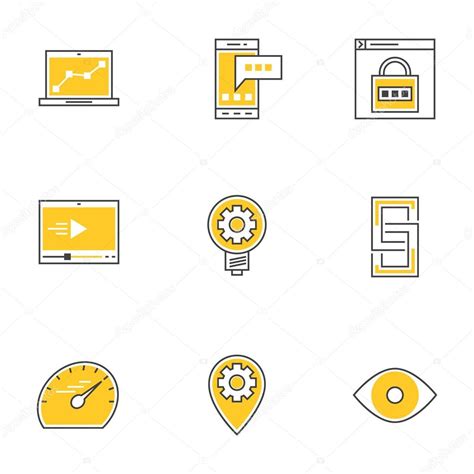 Set de Iconos de Dispositivos Tecnológicos de Línea Delgada Analitycs