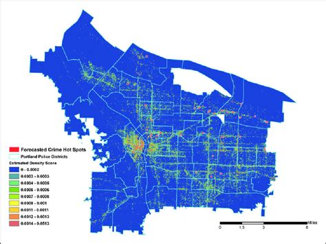 Map Of Forecasted Crime Hot Spots For All Cfs And Crime Density In