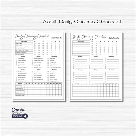 Editable Cleaning Checklist Planner Printable Daily And Weekly Chore And Cleaning List