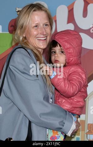 LOS ANGELES - APR 13: Mamie Gummer, daughter, Mehar Sethi, Harrison Sethi at the Bluey "The Sign ...