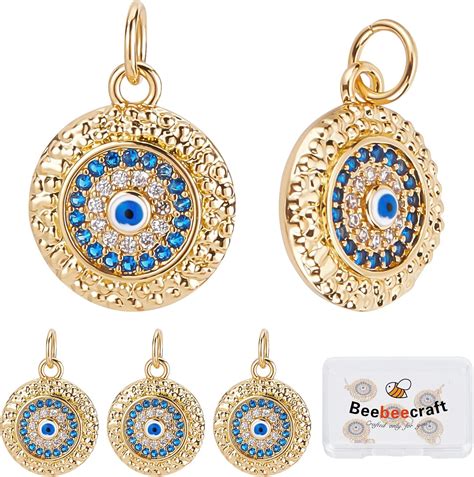 Amazon Beebeecraft Pcs Box Evil Eye Charms K Gold Plated Brass