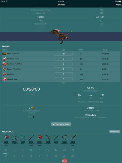 Dododex Taming Calculator For Ark Survival Evolved AppRecs