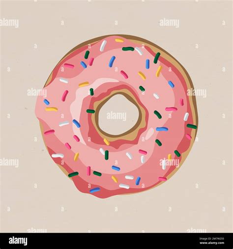 Glazed Pink Doughnut With Sprinkles Design Element Vector Stock Vector