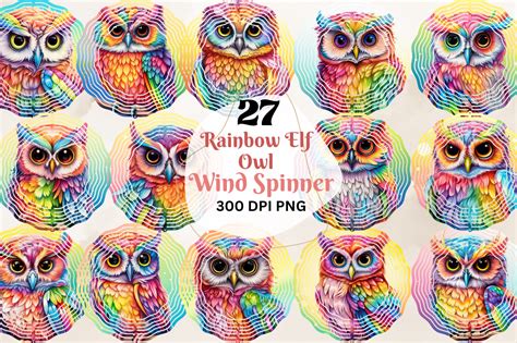 Rainbow Elf Owl Wind Spinner Sublimation Graphic By Regulrcrative