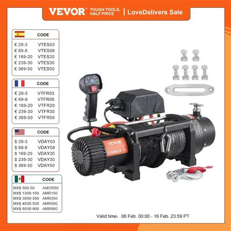 Vevor Treuil Lectrique V Lb Kg V Hicule Ip Corde Nylon