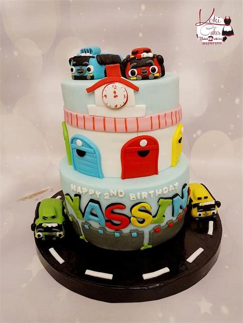 "Little Buses cake" - Decorated Cake by Noha Sami - CakesDecor