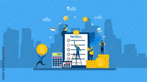 Payroll Salary Payment With Tiny People Character Concept Vector