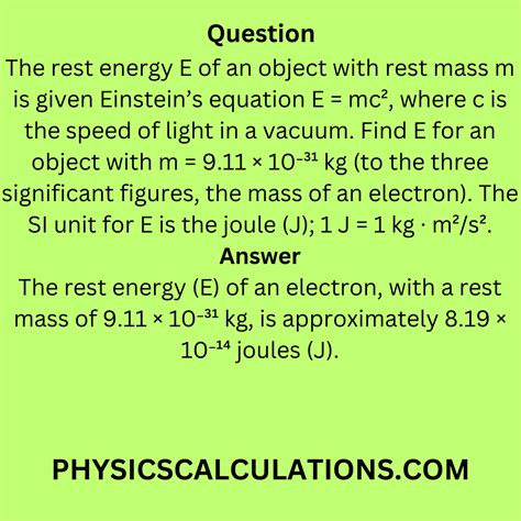 The Rest Energy E Of An Object With Rest Mass M Is Given Einsteins