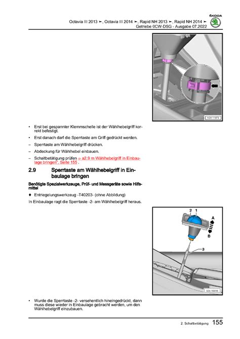 Skoda Rapid Reparaturanleitung Gang Dk Getriebe Dsg Cw