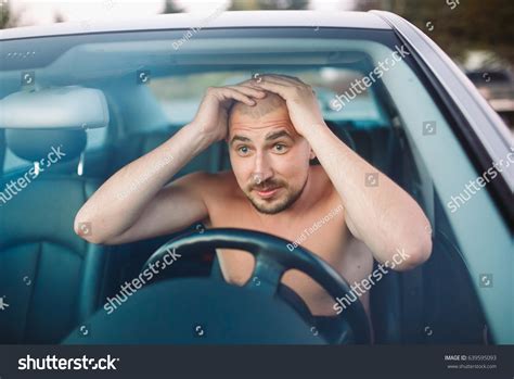 Стоковая фотография Naked Man Car Traffic Jam Shutterstock