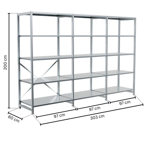 3 03 m Scaffalatura con 5 Ripiani Profondità 60 cm Altezza 2 m