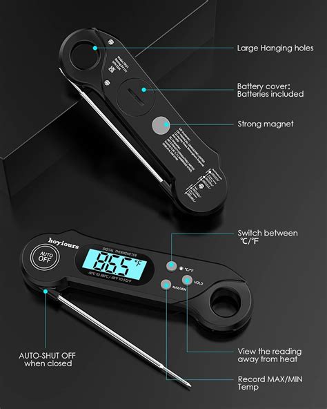 hoyiours Termómetro digital de carne termómetro de carne de lectura