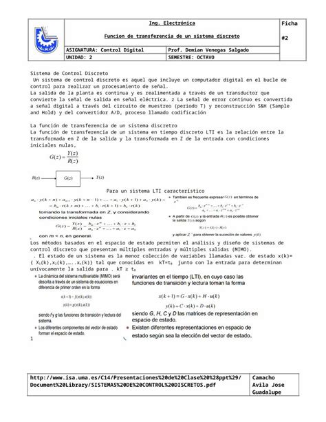 DOCX Funcion De Transferencia De Un Sistema Discreto DOKUMEN TIPS