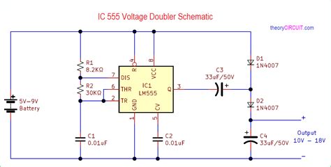 Simple IC 555 Voltage Doubler Schematic