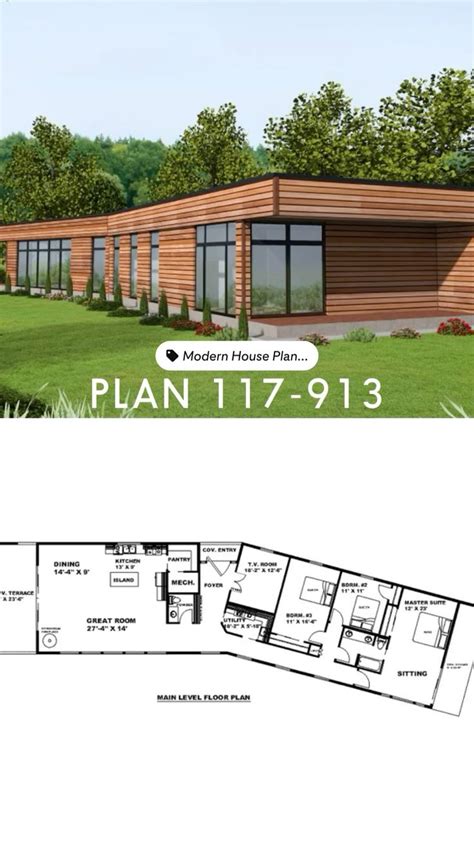 Single-Story Modern House Plans | Modern Style House Plans | House plans, Tiny modern house ...