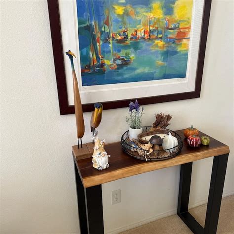 Standing Desk Black Frame, Walnut Wood Stand-up Desk, Live Edge ...