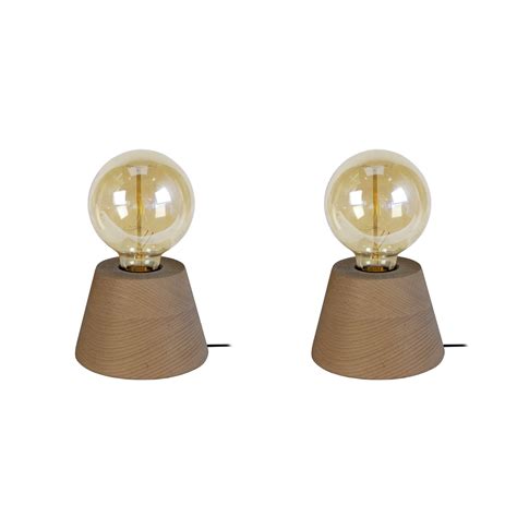 BOIS CONE LT2 Lampe de chevet conique bois foncé Leroy Merlin