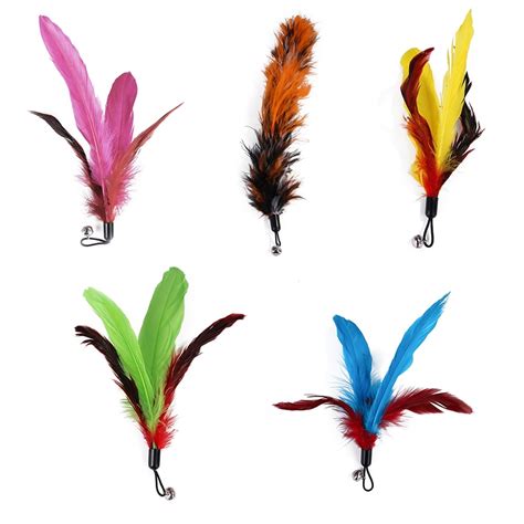 5pcs Replacement Colorful Feathers for Pet Cat Interactive Toy ...