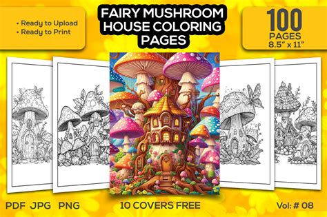 Fairy Mushroom House Coloring Pages Graphic by TeamlancerBD · Creative ...