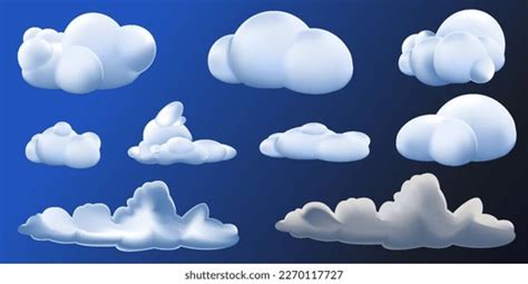 White 3d Clouds Set Isolated On Stock Vector Royalty Free 2270117727