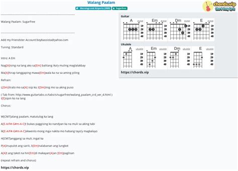 Chord: Walang Paalam - Sugarfree - tab, song lyric, sheet, guitar ...