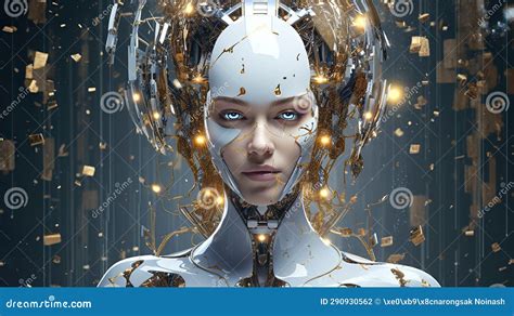 Lady As A Sentient Ai Entity Generative Ai Stock Illustration