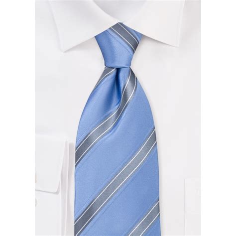 Sky Blue And Silver Striped Tie Ties