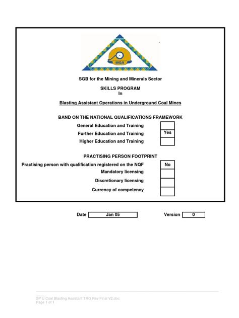 Sp U Coal Blasting Assistant Trg Rev Final V2 Pdf Educational