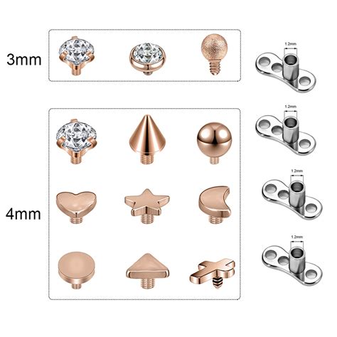 1 Set 2 5 3 4mm Surgical Steel Crystal Micro Dermal Piercing Opal