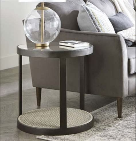 Hammary® Hidden Treasures Glass Top Round End Table With Black Base Bob Mills Furniture