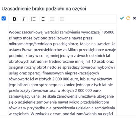 Uzasadnienie Braku Podzia U Zam Wienia Na Cz Ci Asystent Post Powania