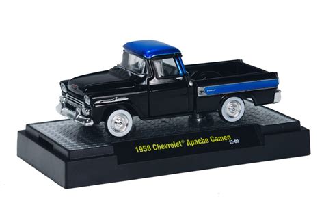 1 64 Black Blue 1958 Chevrolet Apache Cameo Pickup Truck M2 Machines