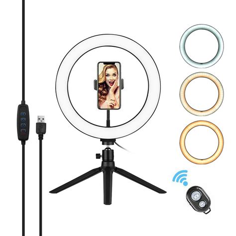 Andoer 10 Inch Led Ring Light With Tripod Stand Phone Holder Remote