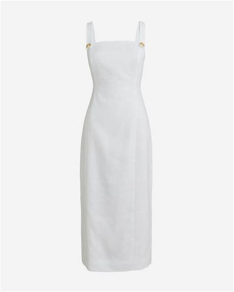 J Crew Stretch Linen Blend Sheath Dress In White Lyst