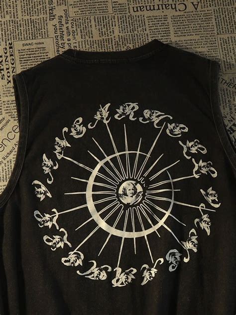 Emmiol Free Shipping Men S Vintage Wash Cherub Graphic Vest Black